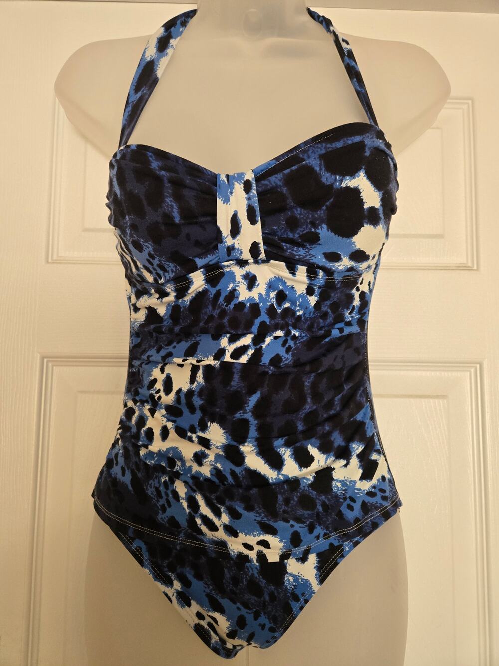 Tommy Bahama 1 PC Blue Animal Leopard Print Tankini Style Swimsuit, Small